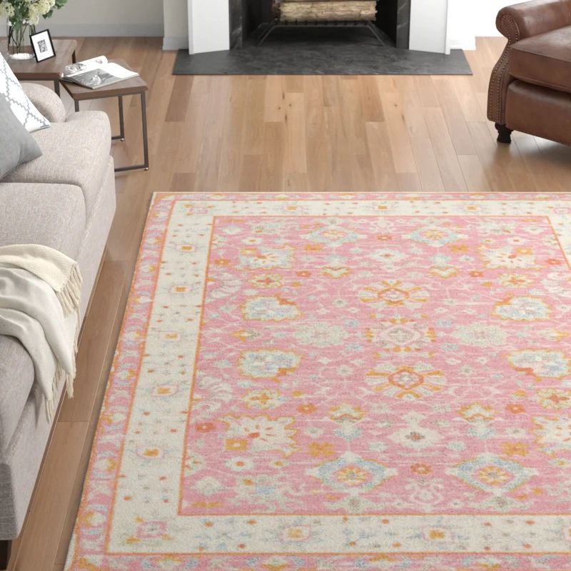 Guerin Oriental Wool / Nylon Pink Area Rug | Wayfair North America