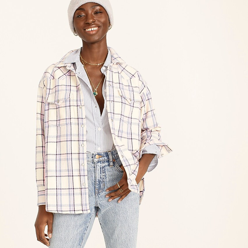 Relaxed-fit flannel shirt in lavender plaid | J. Crew US