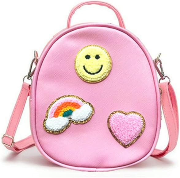 AACKS Girls Preppy Patch Crossbody Bag with Rainbow Heart Happy Face Girls Novelty Bag Small Cros... | Amazon (US)