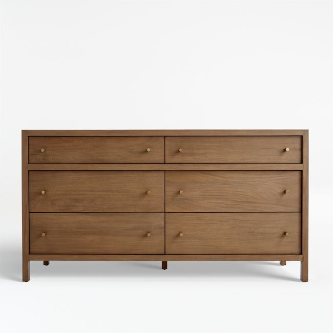 Keane 64"" Solid Driftwood 6-Drawer Dresser | Crate & Barrel