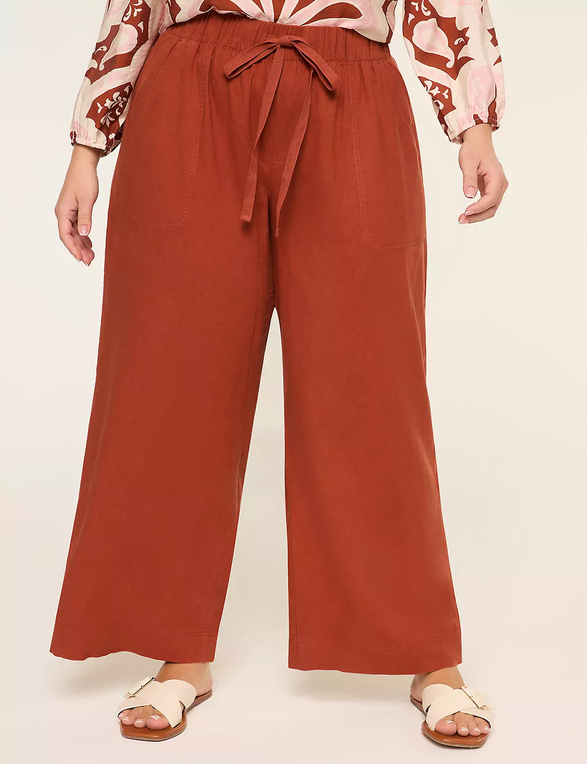 Linen-Blend Wide Leg Pant | LaneBryant | Lane Bryant (US)