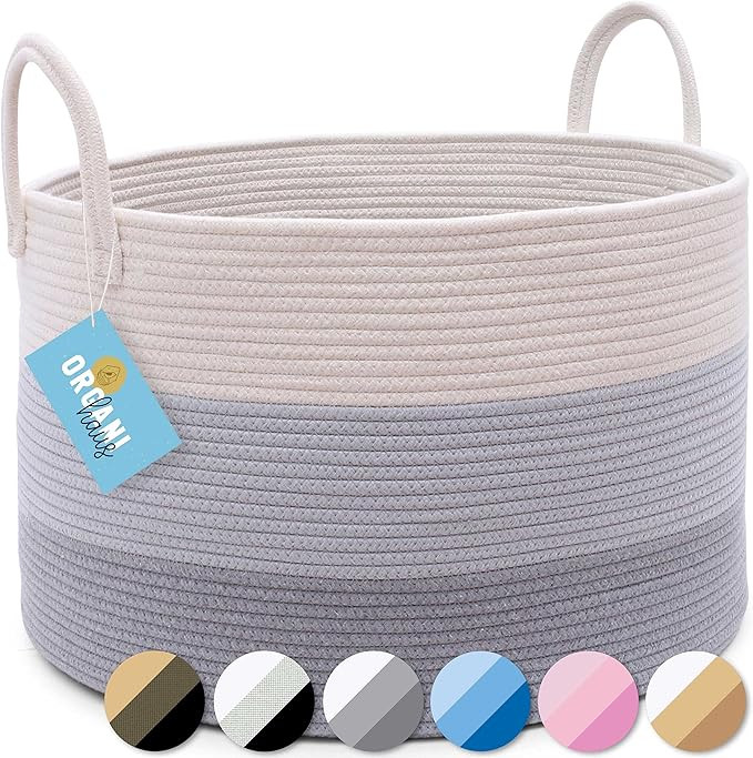 OrganiHaus Extra Large Rope Storage Basket for Organizing Blanket Storage | Woven Baskets for Sto... | Amazon (US)
