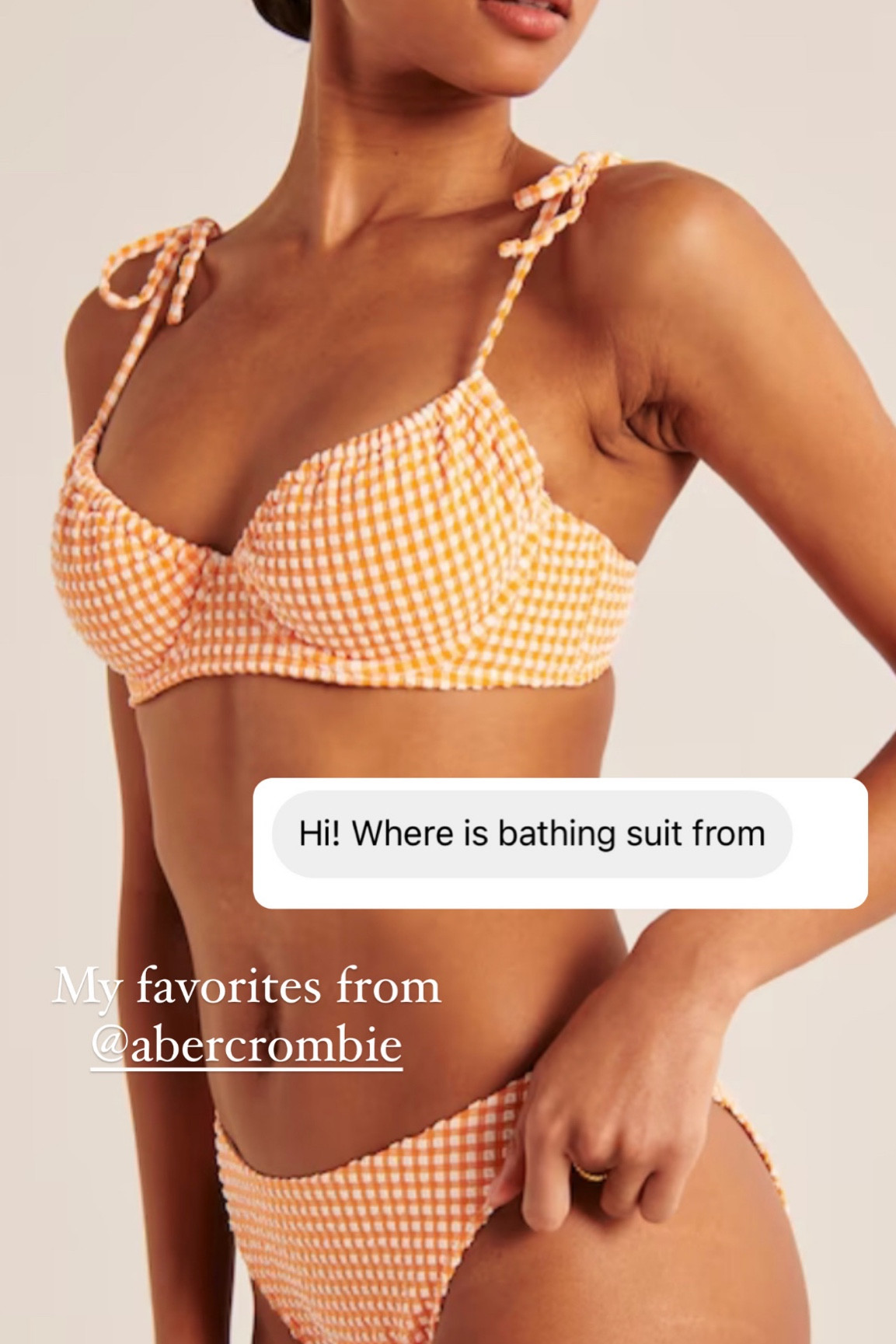 Favorite Abercrombie gingham bikini. I get medium in both 

#LTKswim #LTKunder100 #LTKSeasonal