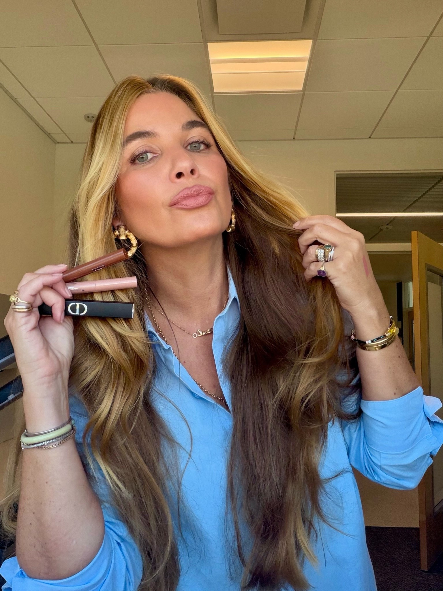 Lip liner stain is Laka Dry Rose +
Caramel Brown and Lipstick is Dior Magnetic Nude 
Hair: Sea Glass (use LTK15) 
Foundation: Dior Skin Tint in 3.5N
Blush: Hot Mauve

#LTKdayinmylife #LTKBeauty #LTKWorkwear