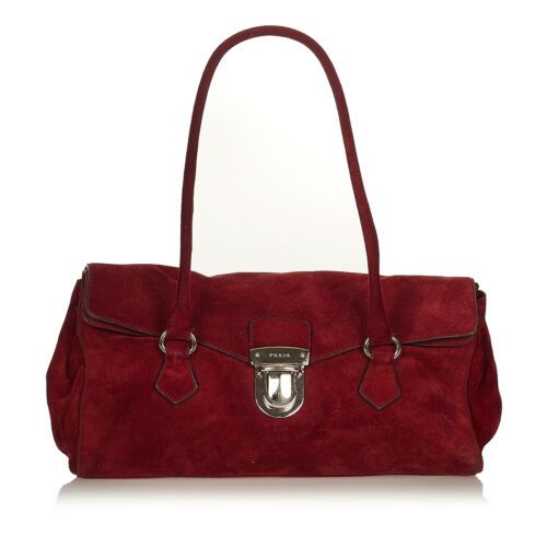 Pre-Loved Prada Red Suede Leather Easy Handbag Italy  | eBay | eBay AU