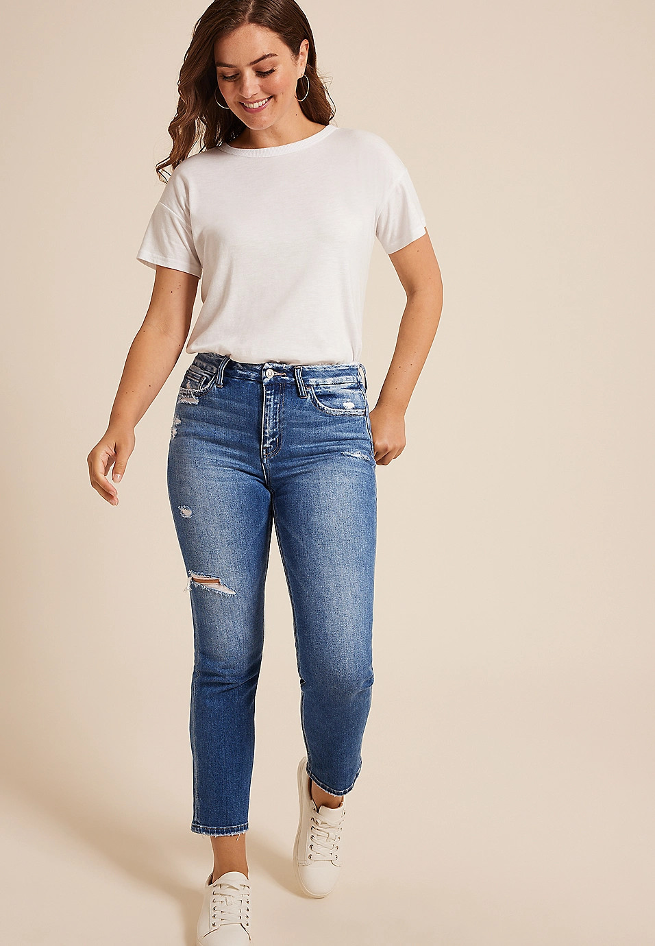 Flying Monkey™ High Rise Ripped Straight Jean | Maurices