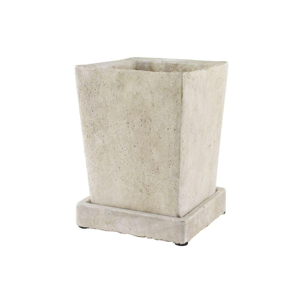 5-1/2 in. Tapered Square Cement Planter with Tray | The Home Depot