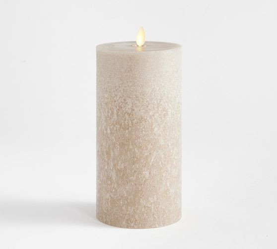 Premium Flickering Flameless Wax Pillar Candle - Salt Washed | Pottery Barn (US)