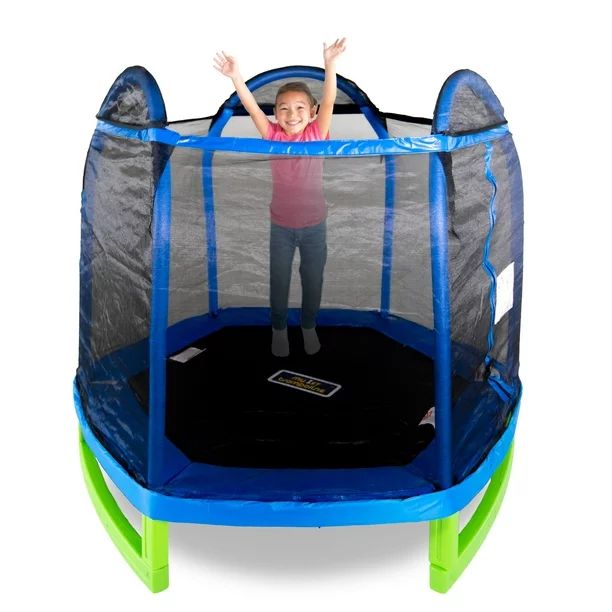 Bounce Pro 7-Foot My First Trampoline Hexagon (Ages 3-10) for Kids, Blue/Green - Walmart.com | Walmart (US)