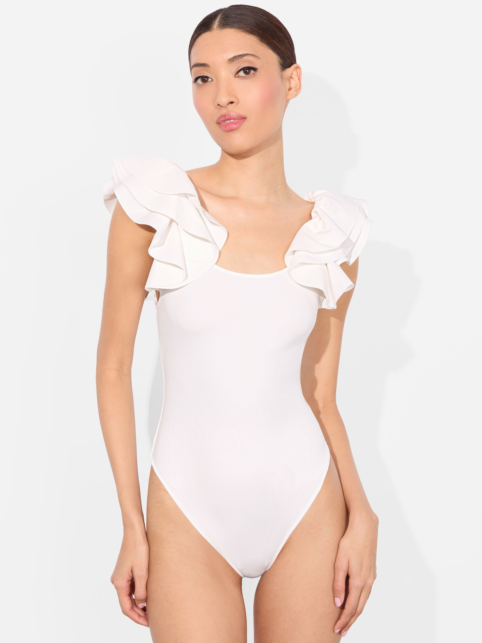 TAWNY RUFFLE BODYSUIT | Alice + Olivia