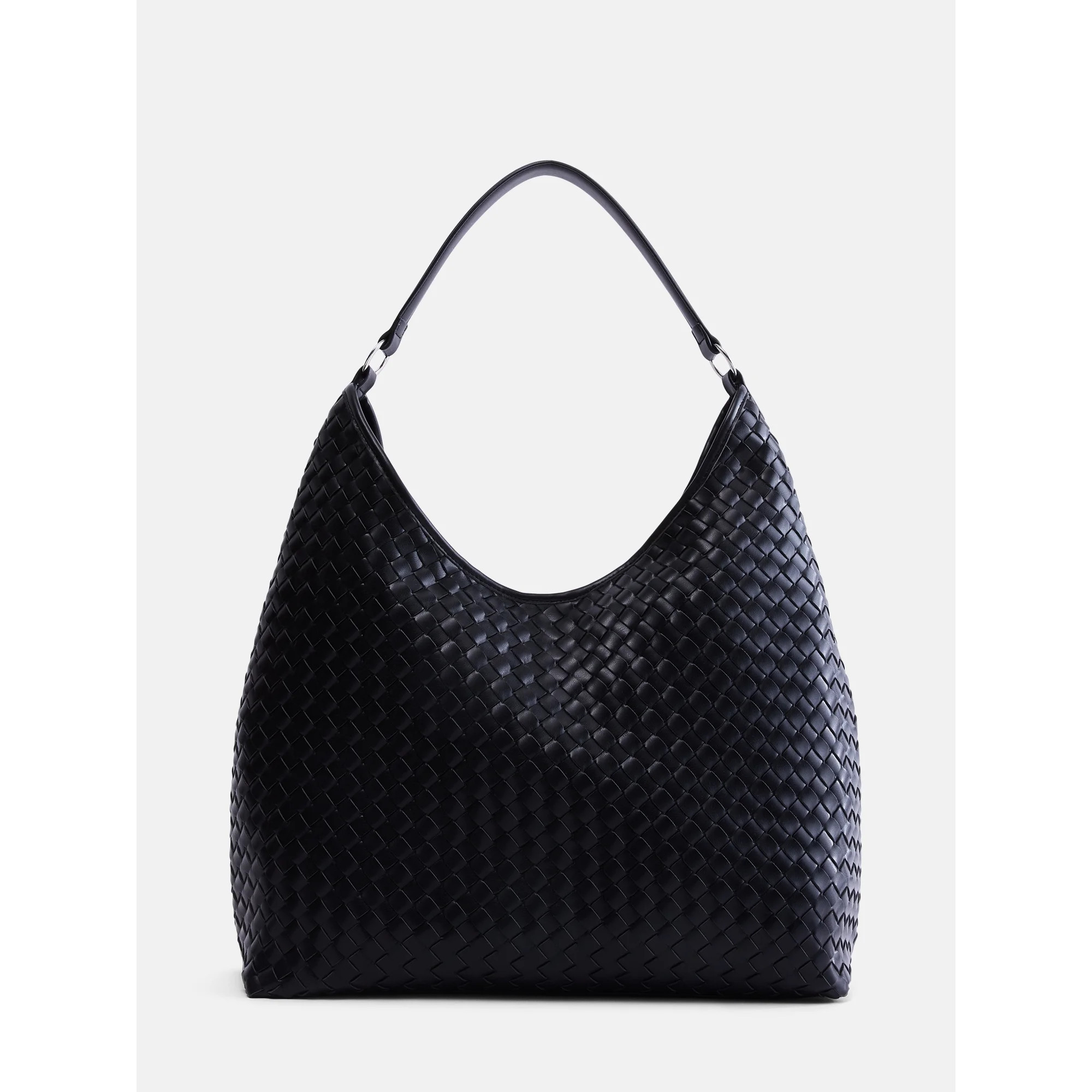 Scenario Women's Faux Leather Woven Hobo Shoulder Bag, Black | Walmart (US)