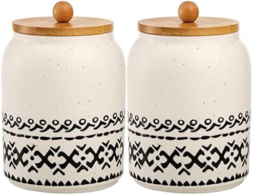 Amazon.com: Hacaroa 2 Pack Ceramic Kitchen Canisters with Bamboo Lids, 34 Oz Coffee Canister Airt... | Amazon (US)