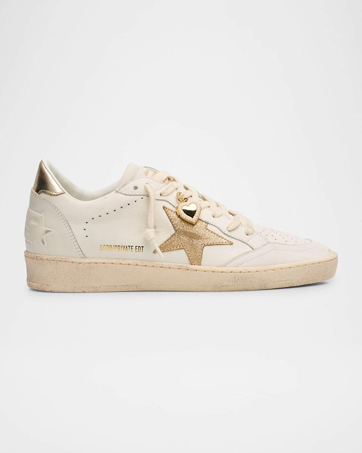 Ball Star Mixed Leather Low-Top Sneakers with Functional Locket | Neiman Marcus