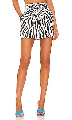 AFRM Lilia Satin Short in Blanc Zebra from Revolve.com | Revolve Clothing (Global)