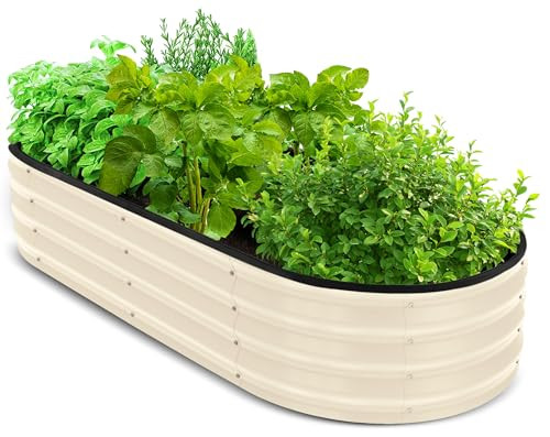 Utopia Home Galvanized Raised Garden Bed, 4 by 2 feet Lightweight Planter Boxes Outdoor with Easy Assembly, Large Garden Bed for Vegetables, Fruits, Flowers, Beige | Amazon (US)