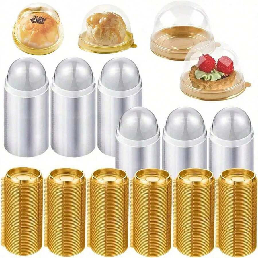 50/100pcs, Clear Plastic Mini Cake Boxes With Lids, Round Cupcake Holders, Plastic Egg-Yolk Puff ... | SHEIN
