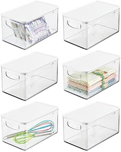 mDesign Plastic Stackable Kitchen Pantry Cabinet, Refrigerator, Freezer Food Storage Bin Box with Ha | Amazon (US)