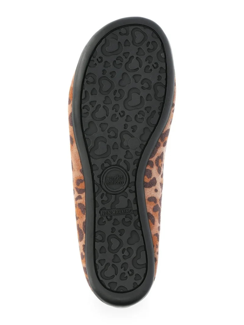 Wonder Nation Little Girls and Big Girls Leopard Bow Ballet Flat Shoes | Walmart (US)