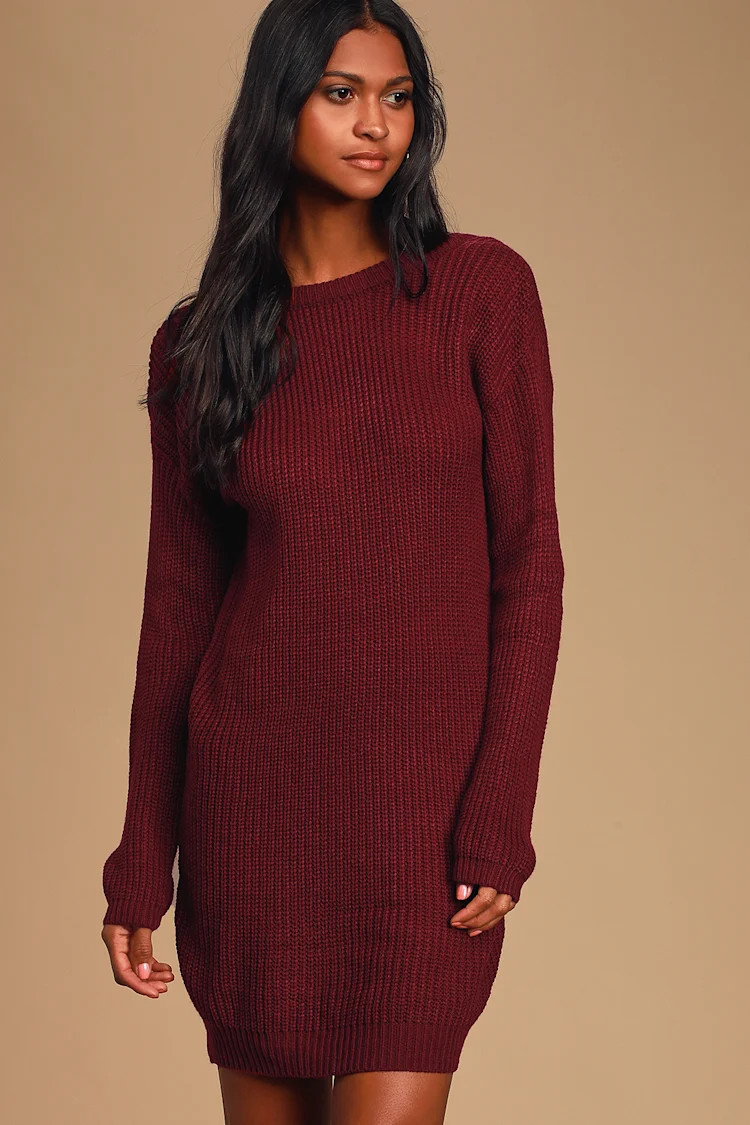 Bringing Sexy Back Wine Red Backless Sweater Dress | Lulus (US)