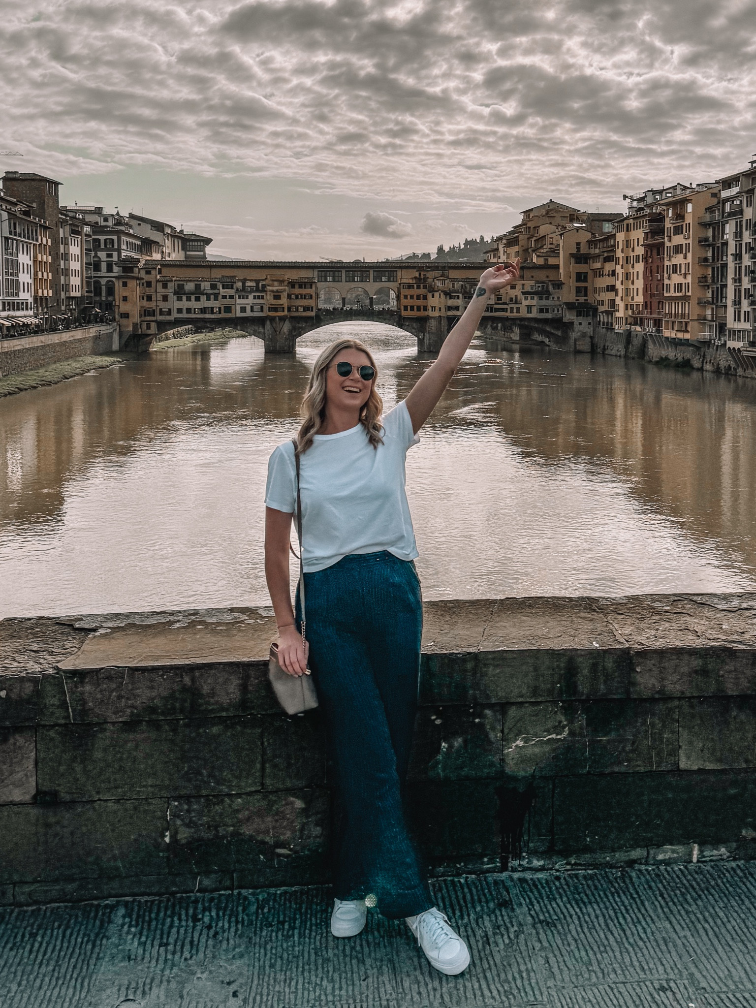 What to pack for Florence Italy 🇮🇹Wearing the comfiest pin stripe trouser pants from Abercrombie white a basic white tee. Can easily be dressed up or down! 

#LTKTravel #LTKStyleTip #LTKFindsUnder100
