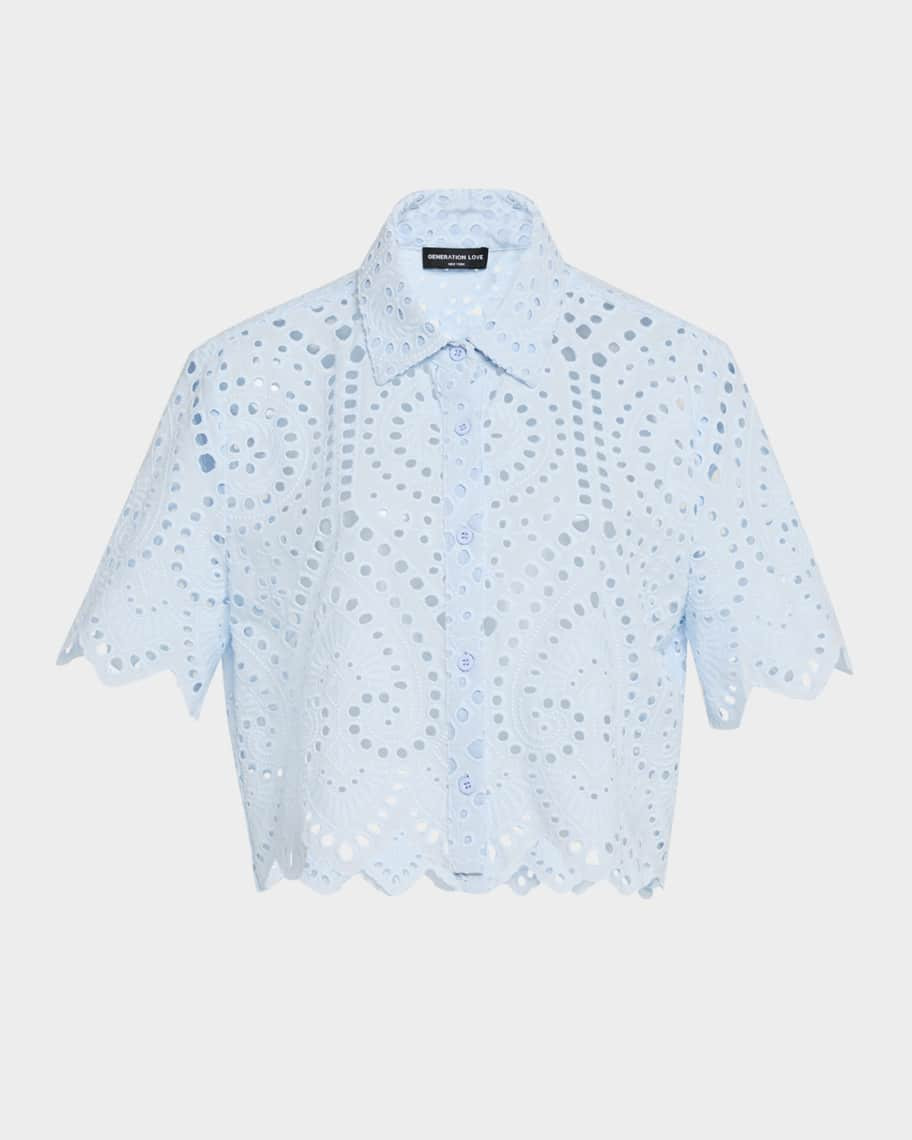 Generation Love Dubois Cropped Eyelet Shirt | Neiman Marcus
