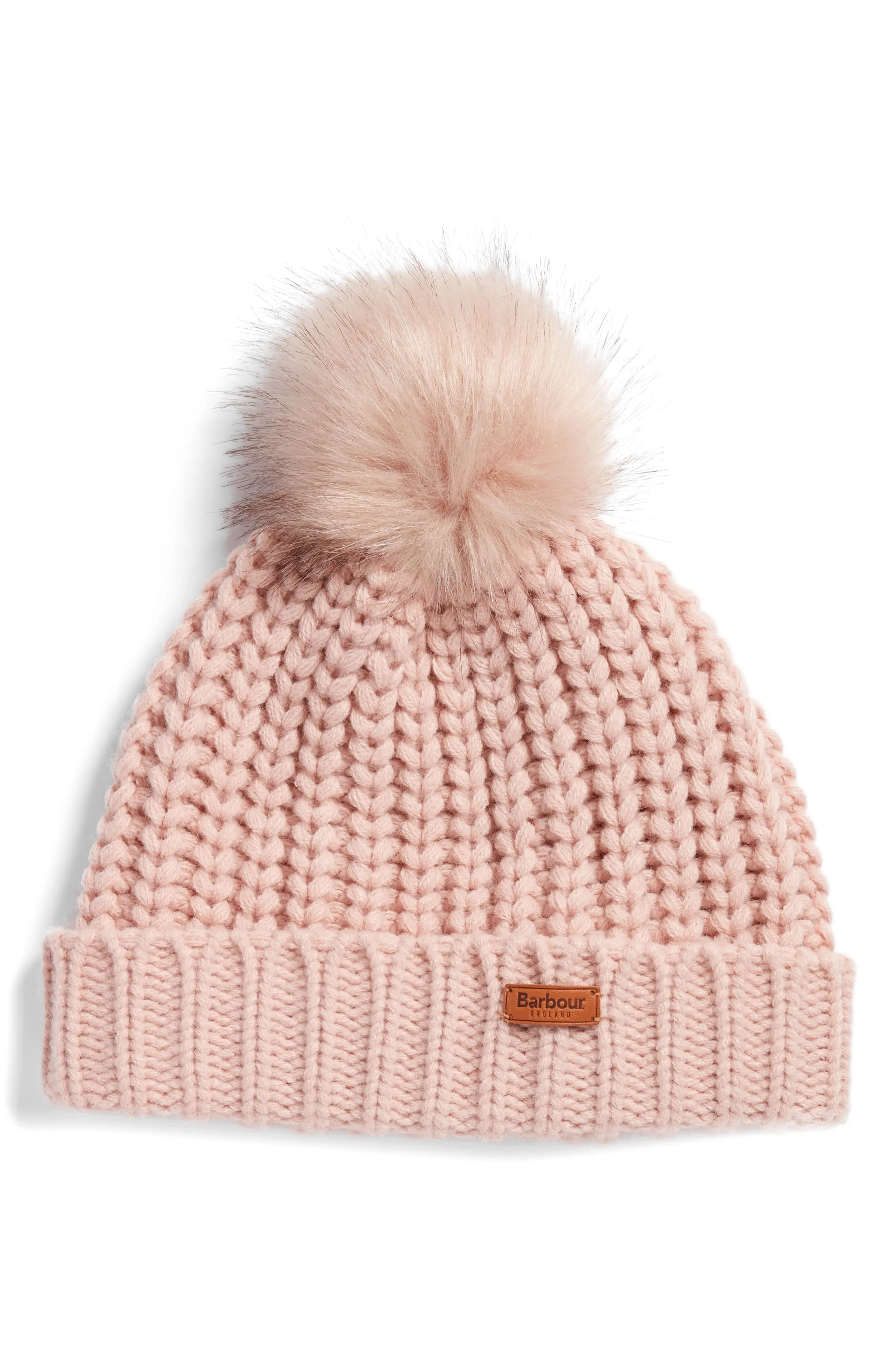 Women's Barbour Saltburn Beanie With Faux Fur Pom - | Nordstrom