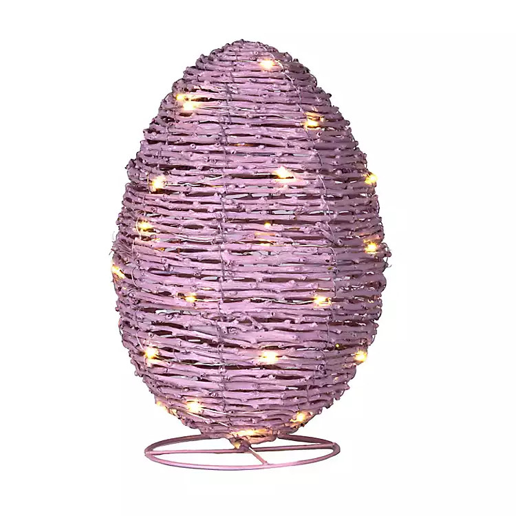 New! LED Purple Woven Rattan Egg, 16 in. | Kirklands
