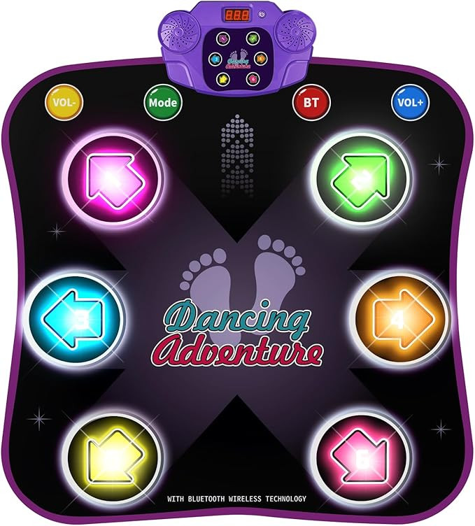 Flooyes Dance Mat Toys for 3-12 Year Old Kids, Electronic Dance Pad with Light-up 6-Button Wirele... | Amazon (US)