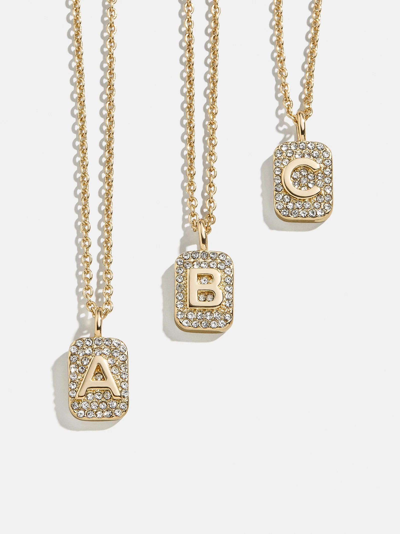 Tina Block Initial Necklace - Gold/Pavé | BaubleBar