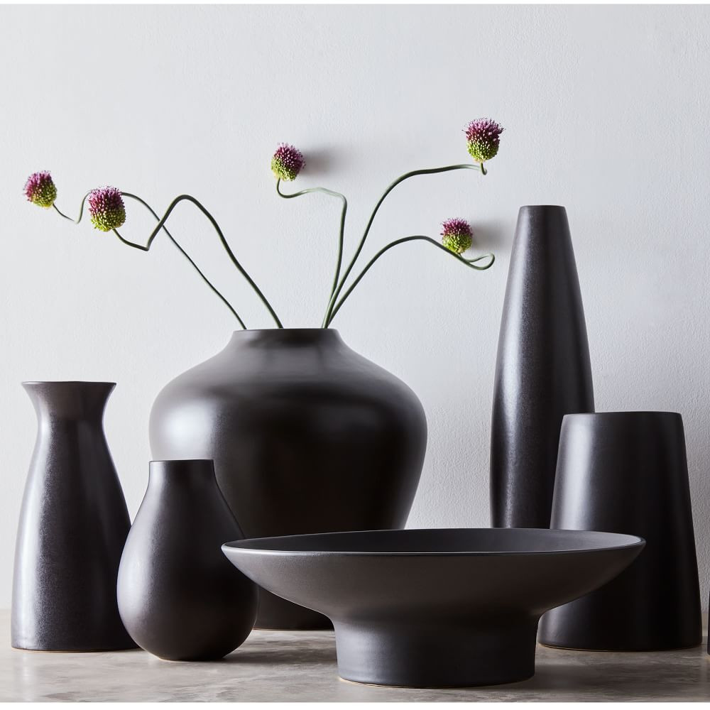 Pure Black Ceramic Vases | West Elm (US)