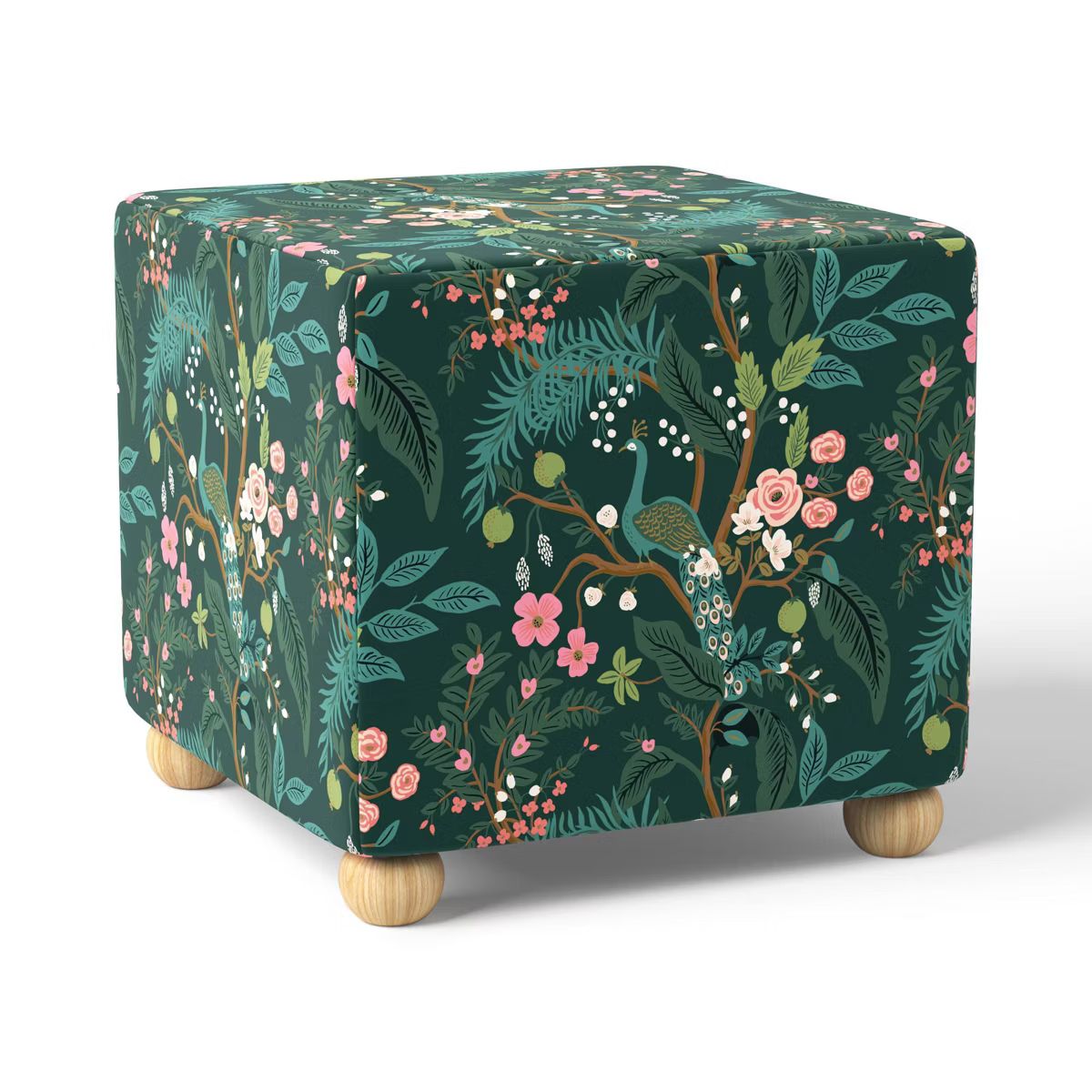 Rifle Paper Co. x Target Ottoman Peacock: Upholstered Footstool, No Assembly, Botanical Print | Target