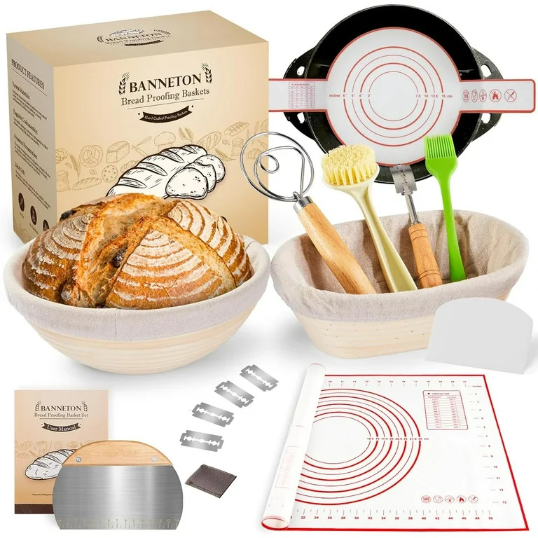 Banneton Bread Proofing Basket - Sourdough Starter Kit Banneton Sourdough Proofing Basket Set of ... | Walmart (US)