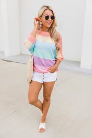Bring The Fun Rainbow Striped Sweater FINAL SALE | The Pink Lily Boutique