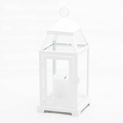Richland White Contemporary Metal Lantern with Clear Glasses Small Set of 6 | Amazon (US)