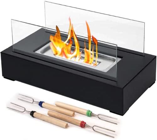 ROZATO Tabletop Fire Pit with 4 Extendable Roasting Sticks, Tabletop Fireplace, Portable Mini Indoor | Amazon (US)