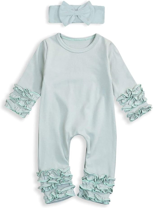 Newborn Baby Girls Fold Ruffle Jumpsuit Infant Solid Romper ...