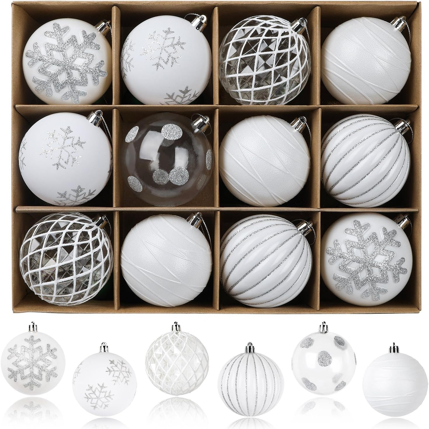 SHareconn 80MM/3.15 Inch Christmas Balls Ornaments,12PCS Colored Shatterproof Plastic Decorative ... | Amazon (US)
