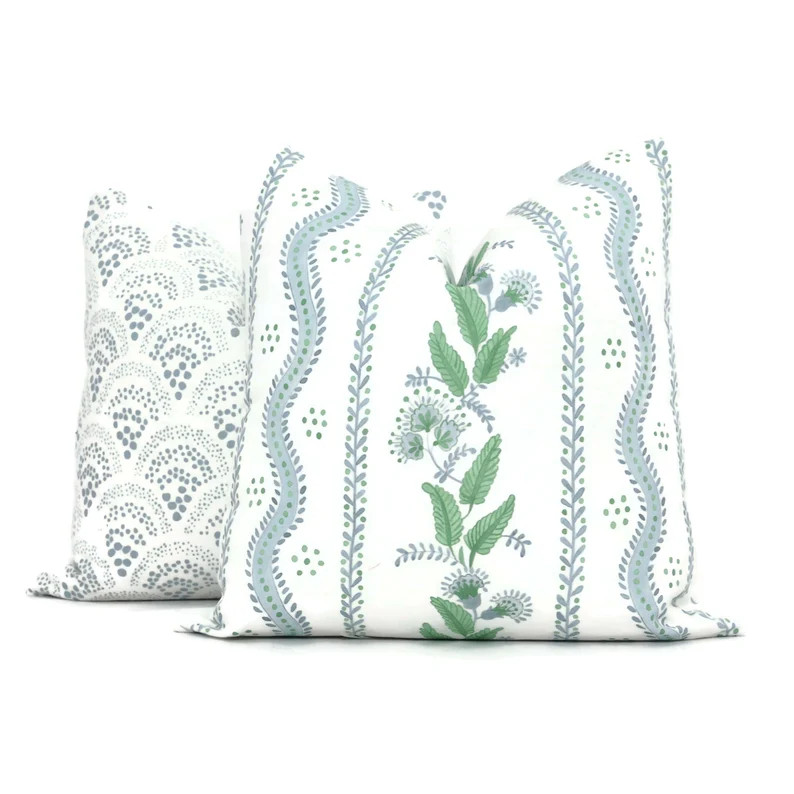 Soft Blue and Green Emma Stripe Decorative Pillow Cover Throw | Etsy | Etsy (US)