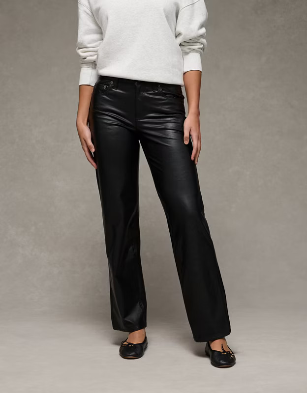 AE Stretch High-Waisted Stovepipe Leather Pant | American Eagle Outfitters (US & CA)