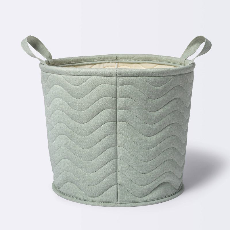 Quilted Fabric Large Round Storage  Basket - Green - Cloud Island™ | Target