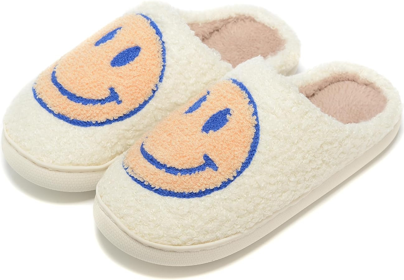 Retro Fuzzy Face Slippers Women Men Non-Slip Couple Style Casual Smile Face Slippers Retro Soft F... | Amazon (US)