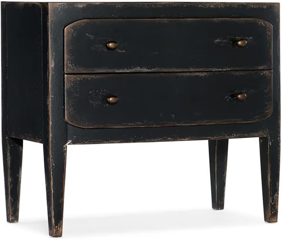 Hooker Furniture Ciao Bella Two-Drawer Wood Nightstand in Distressed Black | Amazon (US)