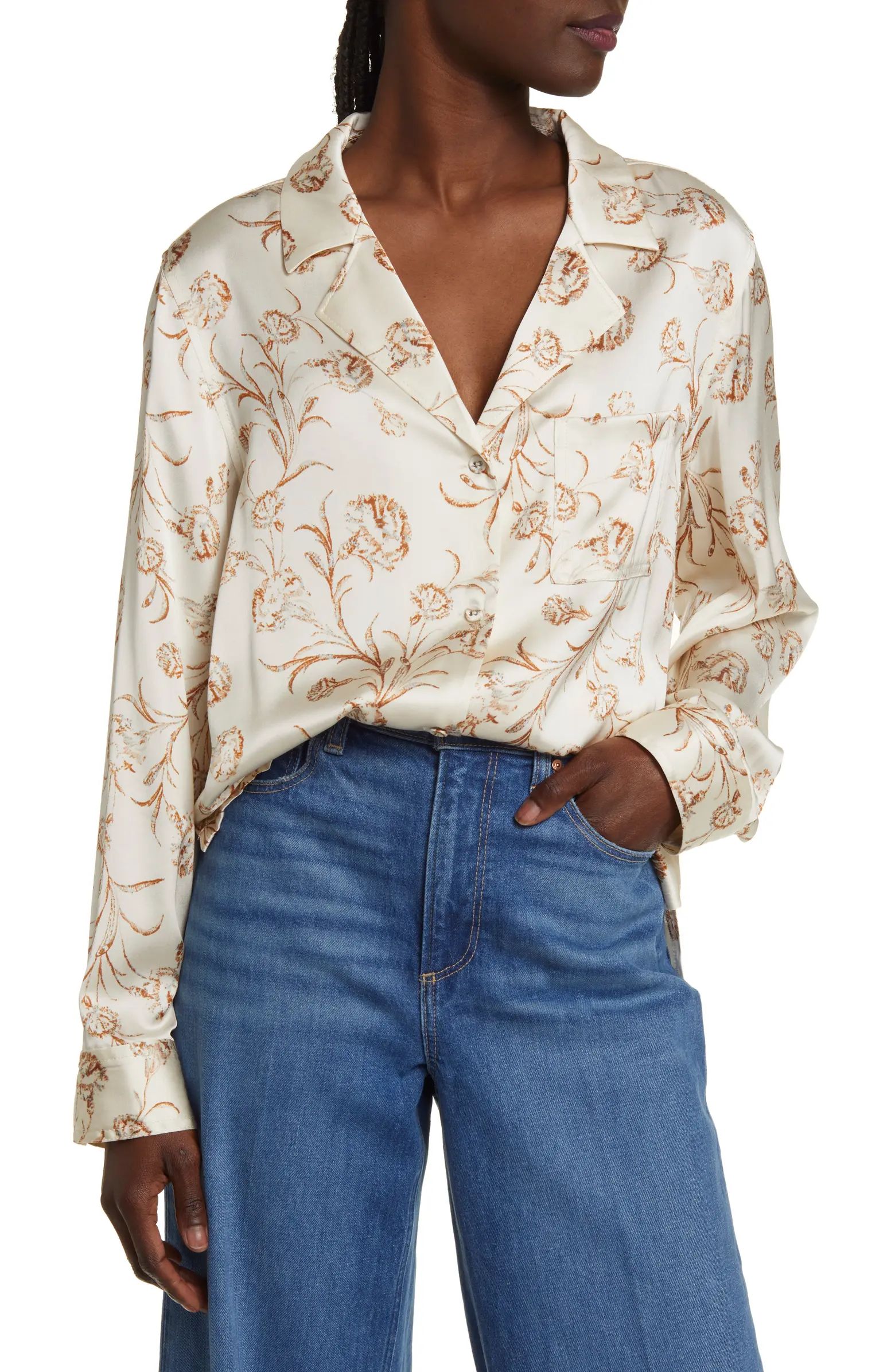 Satin Button-Up Top | Nordstrom