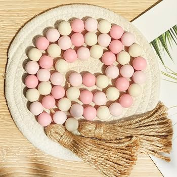 Meplait Wood Bead Garland,39in Farmhouse Beads with Tassels Boho Beads for Tiered Tray Decorative... | Amazon (US)