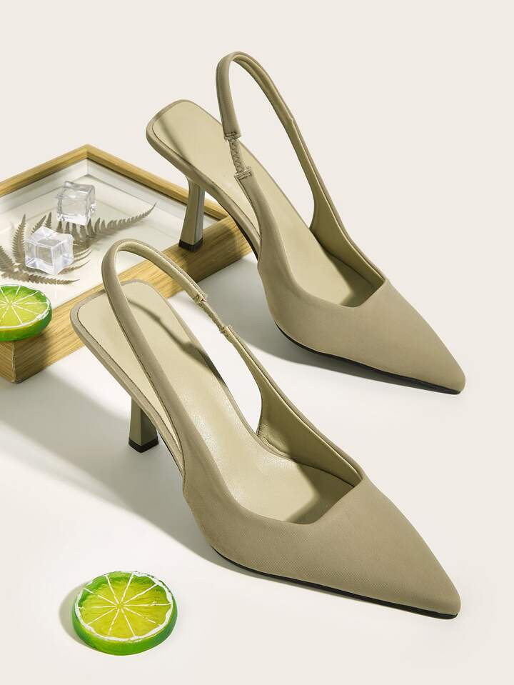 Minimalist Point Toe Stiletto Heeled Slingback Pumps | SHEIN