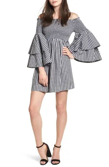 Women's Bp. Smocked Off The Shoulder Bell Sleeve Dress | Nordstrom