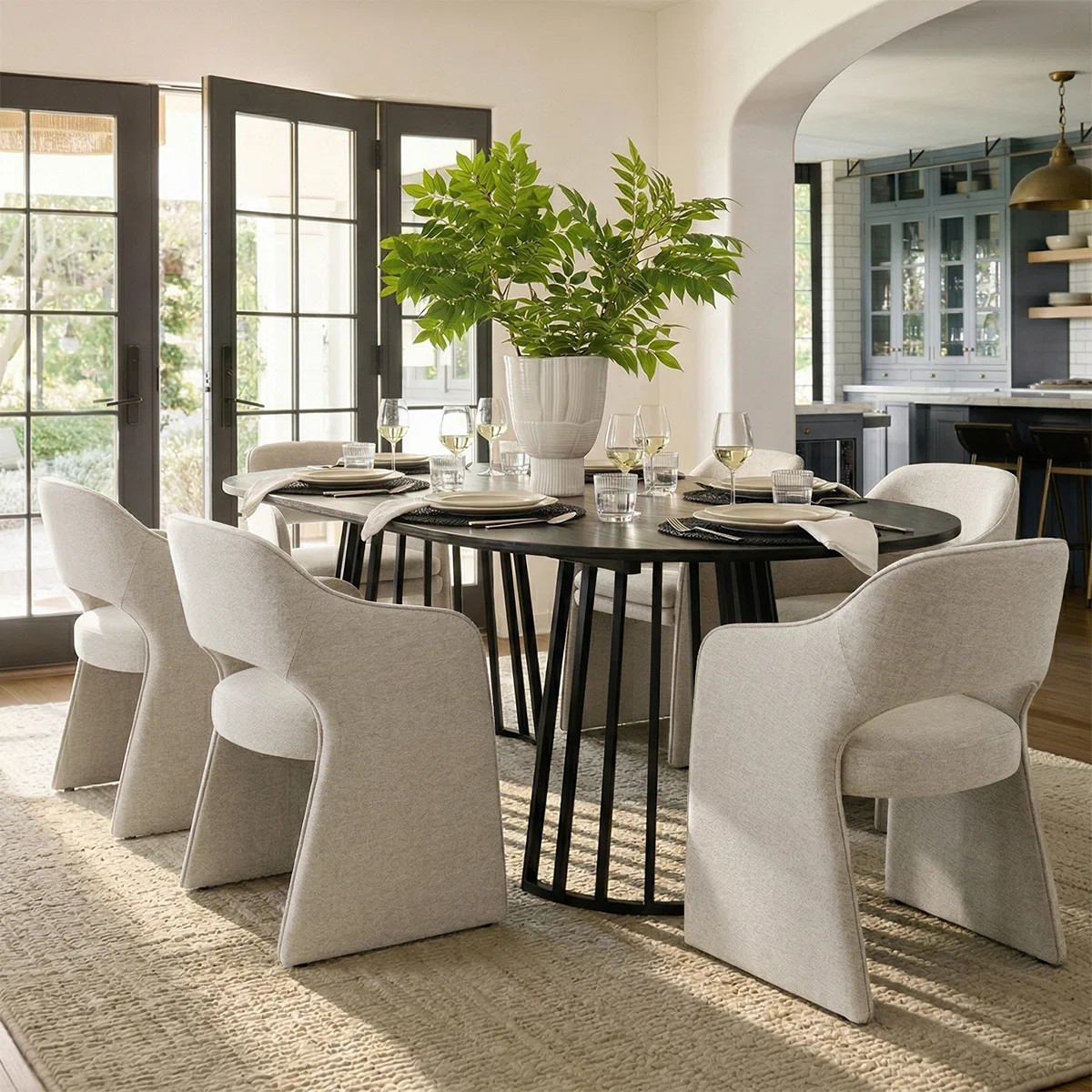 6 - Person Dining Table Sets With Extendable Table & 6 Upholstered Waterproof Chairs | Wayfair North America
