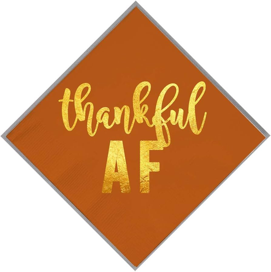 Thankful AF Napkins - 52 Pcs Funny Friendsgiving Decor, Thanksgiving Cocktail Napkins, Thankful &... | Amazon (US)