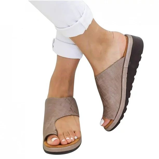 LoyisViDion Women Comfy Platform Casual Shoes Summer Beach Travel Slipper Flip Flops Brown 7(38) ... | Walmart (US)