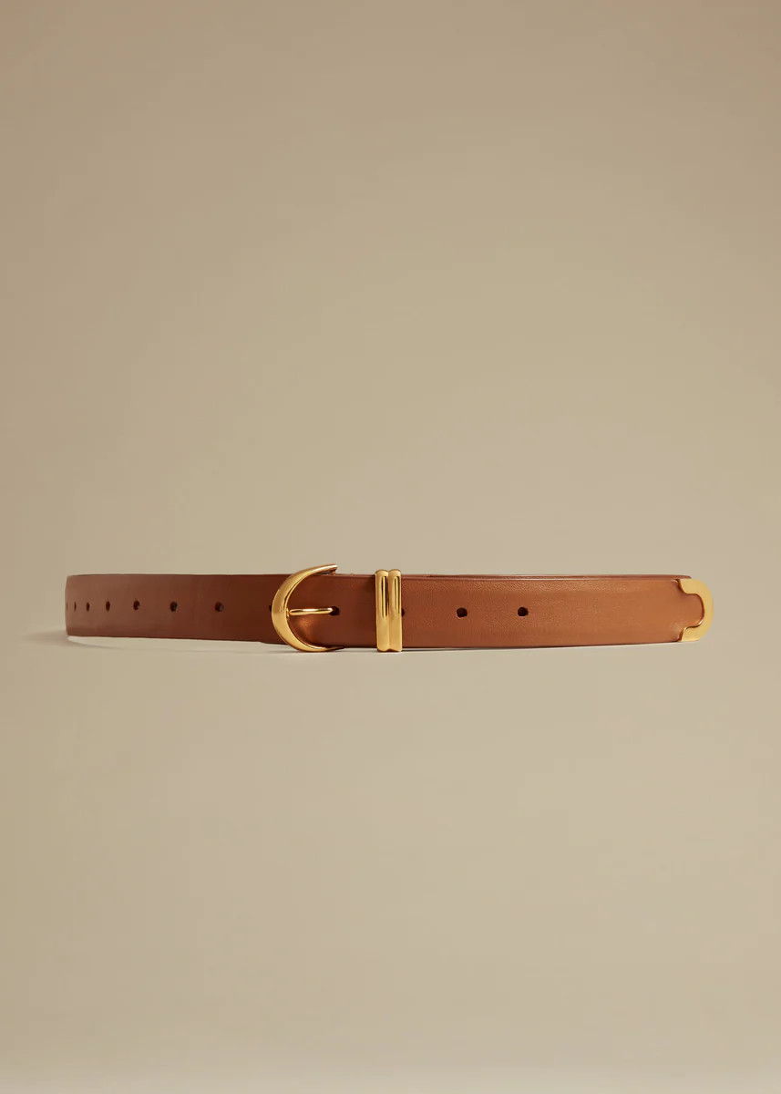 The Bambi Belt in Caramel Leather with Gold | Khaite
